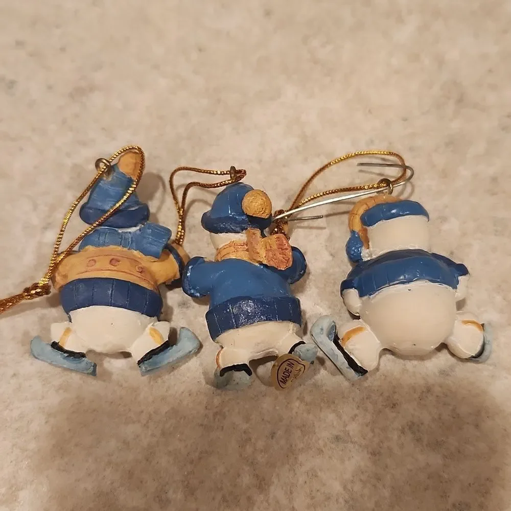 Snowman Ice Skating Christmas Ornament Set of 3